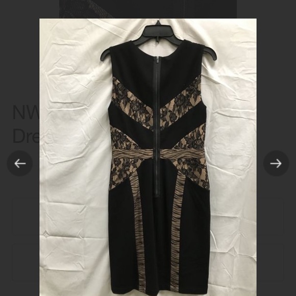 NWT BCBG black/tan lace dress size Medium - Picture 4 of 5